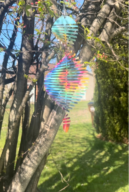 Tie-dye 11” oblong wind spinner