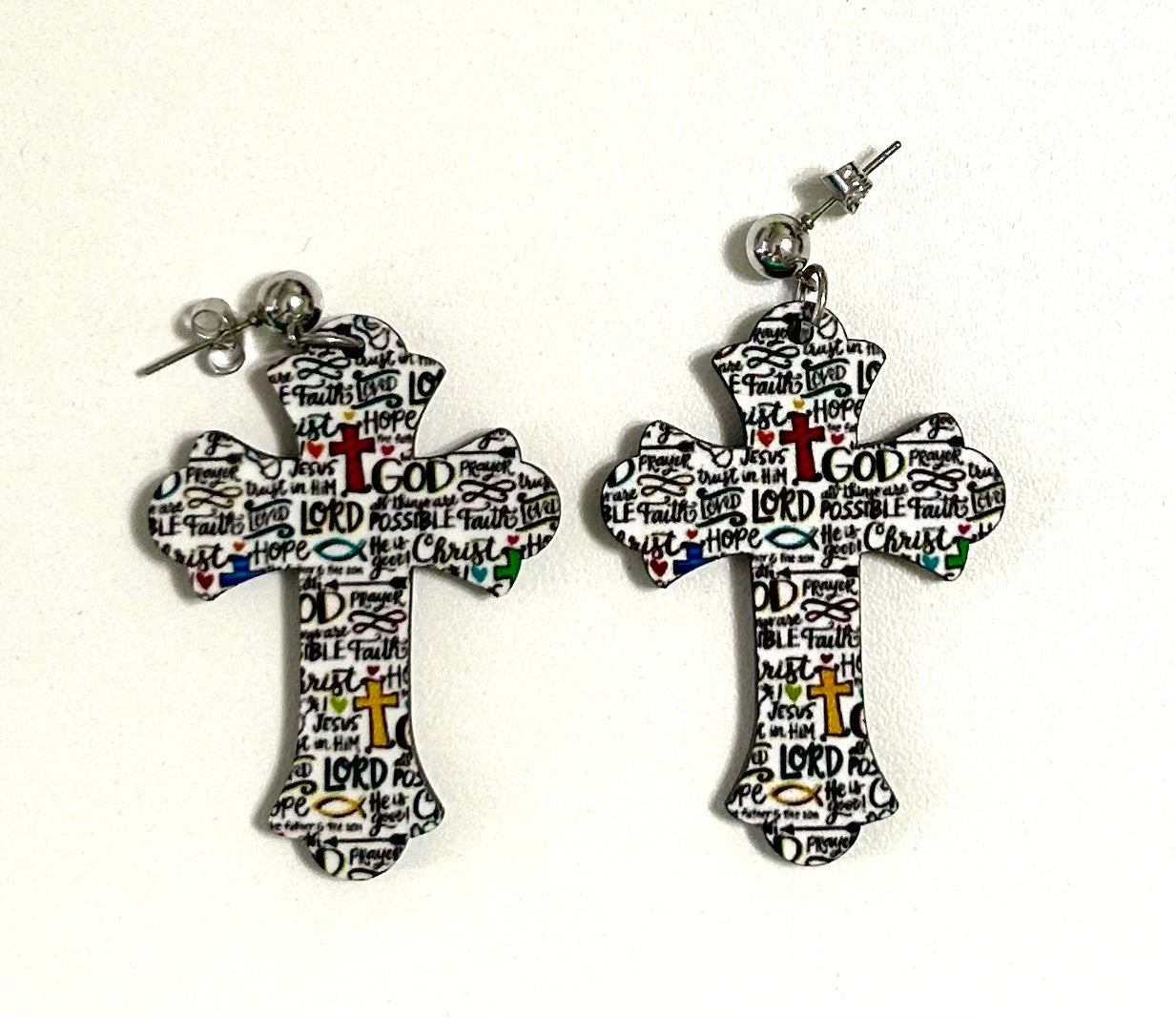 Lord God cross earrings