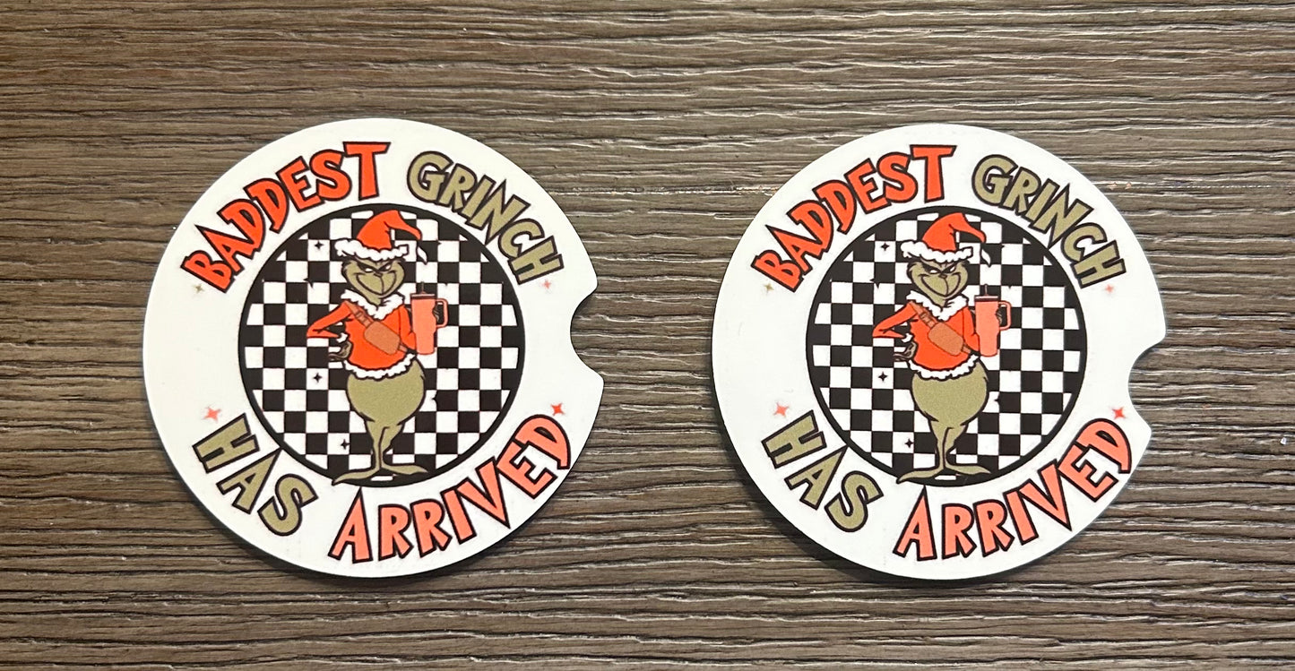 Baddest Grinch car coasters