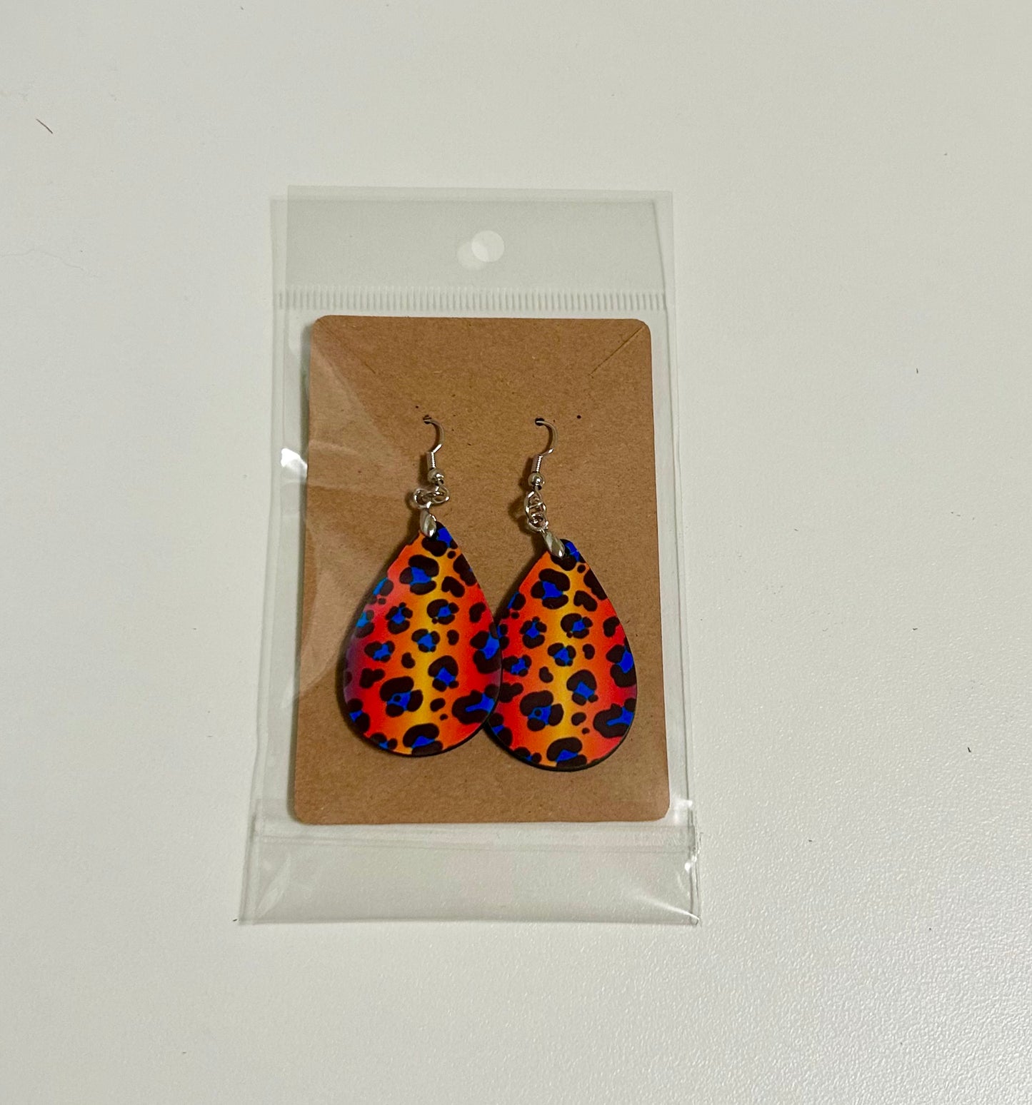 Bright leopard teardrop earrings