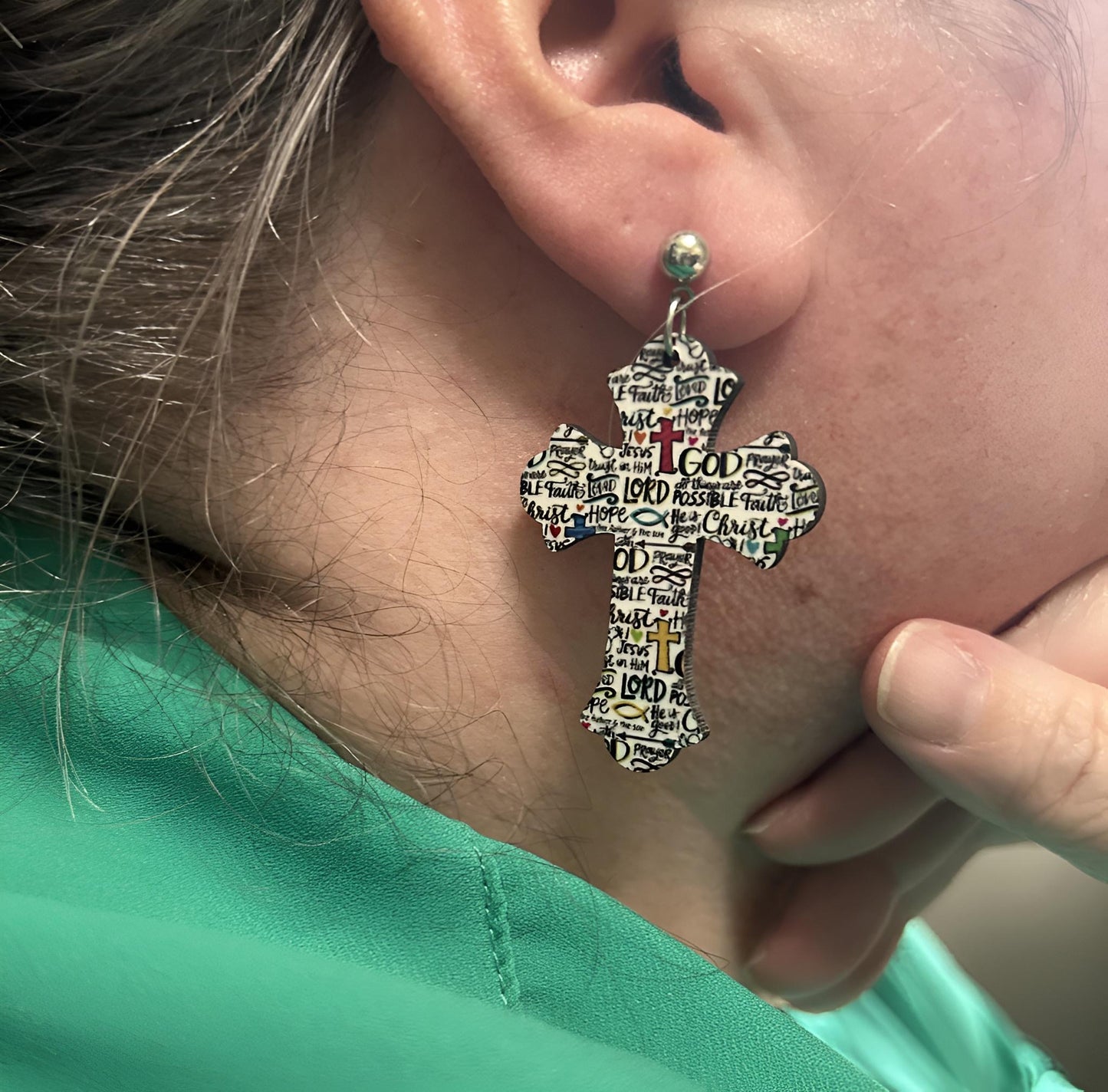 Lord God cross earrings